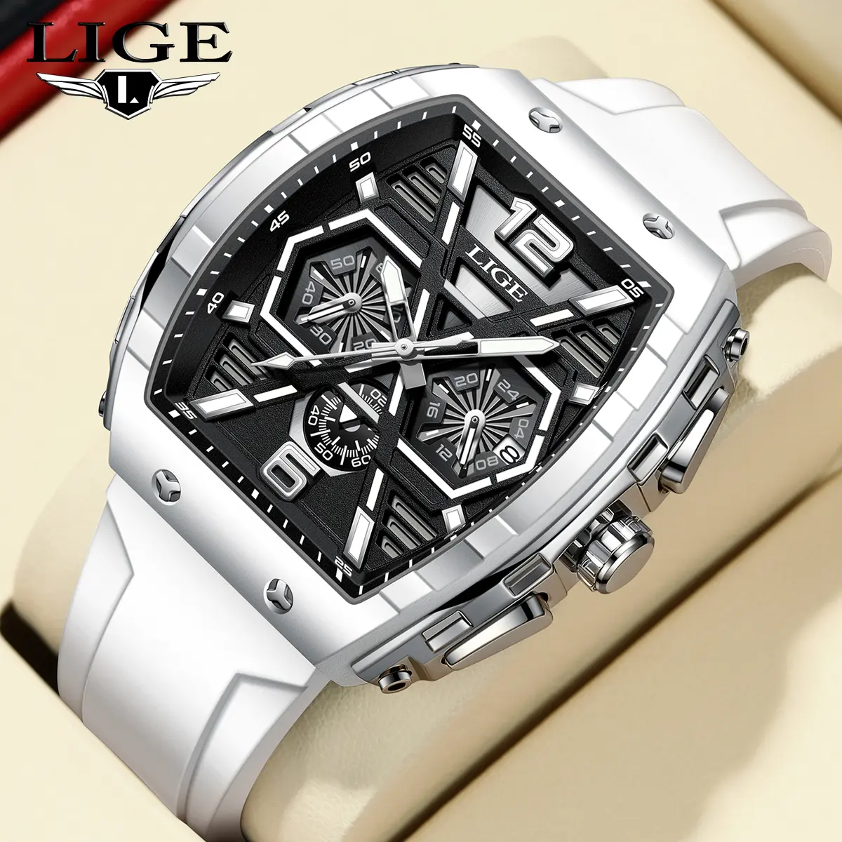 LIGE Men's Watches, Rugged Stainless Steel Business Chronograph with Luminous, Water Resistant Quartz Movement for Sports, Business Fashion Watches, Rugged Look, Male Watch