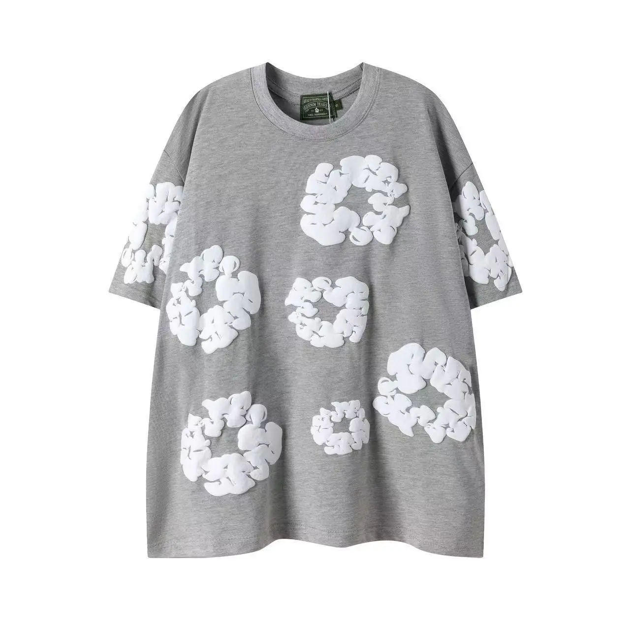 Foam gray short sleeved shirt��White flo