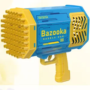 New 69-Hole Bubble Gun with Lights & Bubble Solution Blue/Purple Bubble Machine for Outdoor Birthday & Party Gifts