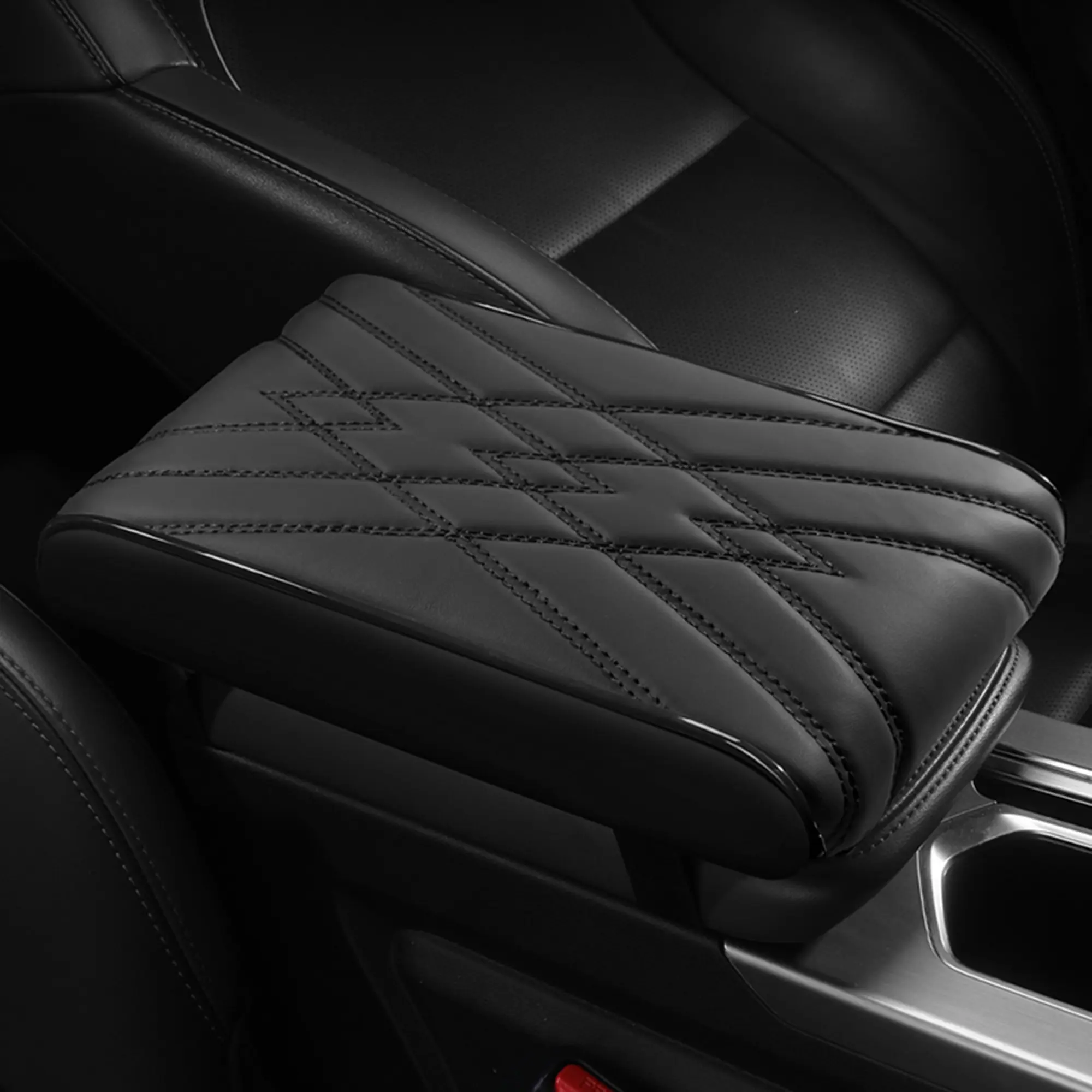 Car Center Console Heighten Cover, Leather Memory Foam Car Armrest Booster Pads, Leather Car Armrest Cover Protector, Suitable for Most Vehicles, SUVs, Cars (Black)