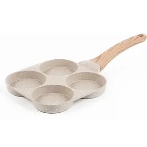 Fried Egg Pan, Egg Frying Pan 4 Cups Egg Poacher Pan Nonstick Mini Pancake Pan Burger Maker for Breakfast(White) breakfast omelette skillet