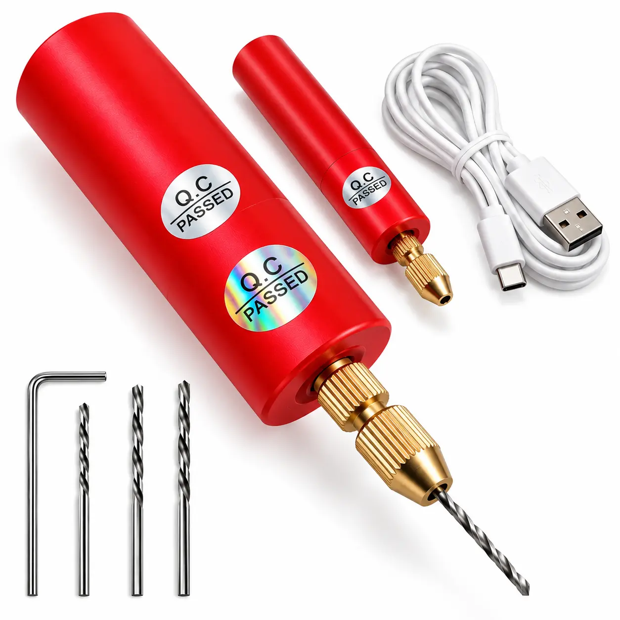 Mini Electric Hand Drill Kit with 1.0mm & 1.2mm Drill Bits, Compact Corded Micro Tool for Resin Jewelry, Woodworking, Acrylic & Crafts.b