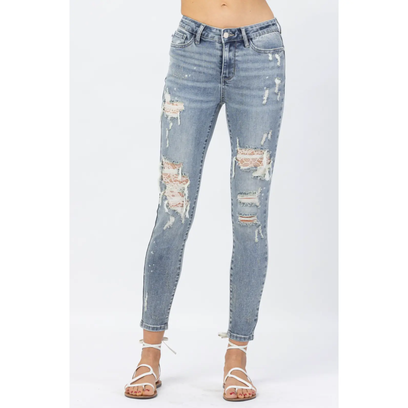 Judy Blue Lace Patch Skinny Jeans