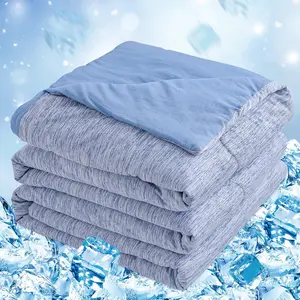 Cooling Comforter Queen Size, Cooling Blanket with Q-Max 0.45 Arc-Chill Cooling Fiber for Hot Sleeper and Night Sweats, Cool Soft Thin Breathable Summer Comforter for Bed, (90" x 90", Blue)