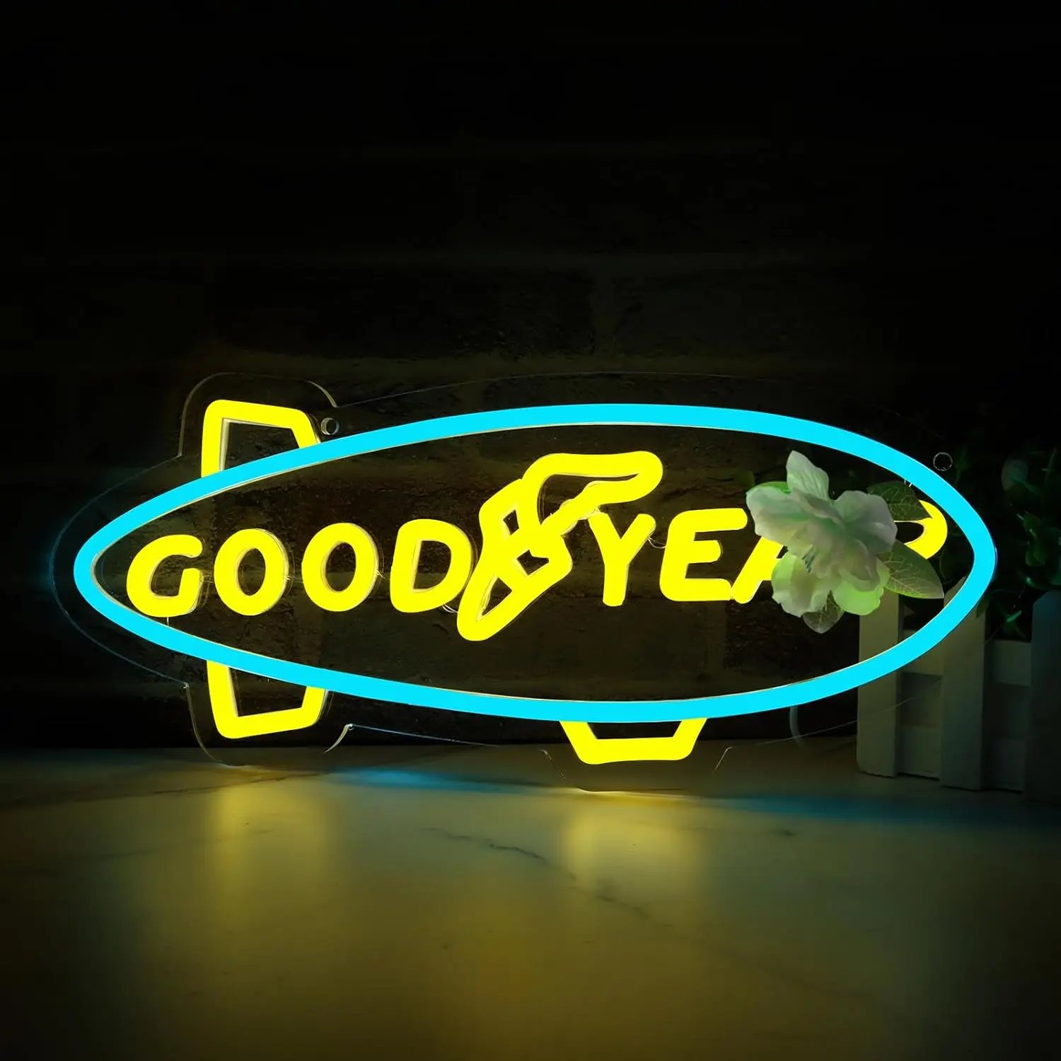 Goodyear Neon Sign for Tire Shop Auto Service or Garage Decor,Led Lights for Bar Man Cave Wall Decor,Bright Light of Automotive Supplies Store Display,5V USB Powered Easy Hanging.
