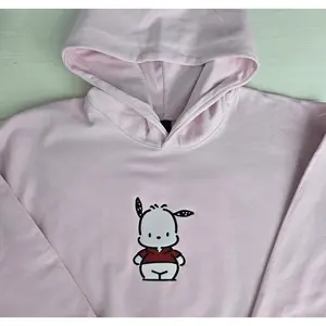 Pochaccoo, cute gift, embroidered hoodie, crewneck, Sanrio  Kuromi Kawaii Character
