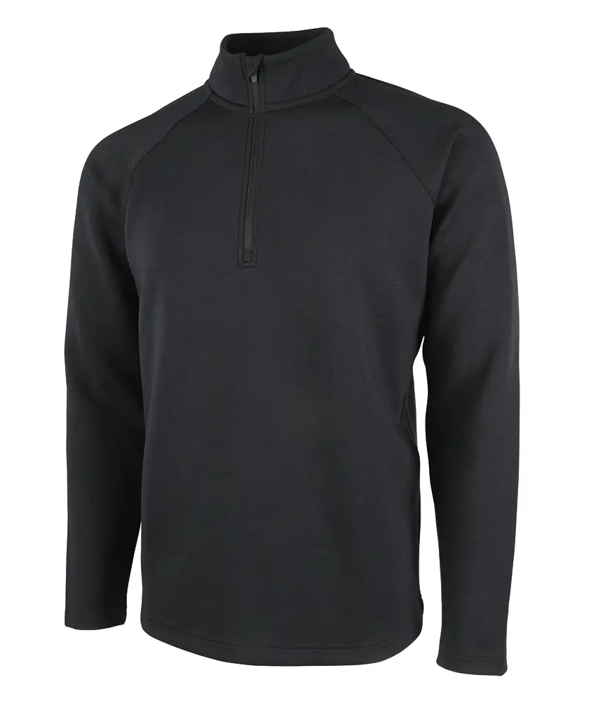 Charles River Apparel Men's Fitted Mock Neck Seaport Quarter-Zipper Knit Top - Menswear Basics, Matching Layering Option, 81% Polyester Double Knit Blend, 4-Way Stretch, Cflex™ Tech, Moisture-Wick, Breathable Plain Black Casual Athletic Top