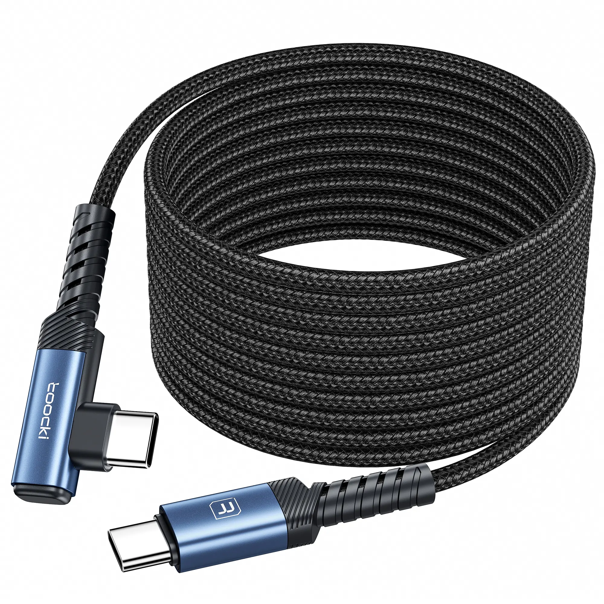 20FT Right Angle USB C Cable, 60W Extra Long USB C Charging Cord Nylon Braided USB C Charger Cable for iPhone 16/15 Pro Max, iPad/MacBook, Galaxy S20, Pixel, Switch, Camera Type C Lightning Usb C Adapter