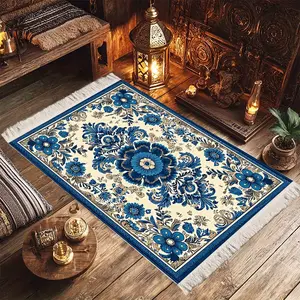 Vintage Floral Prayer Rug, Muslim Prayer Rugs, Foldable Muslim Prayer Mat, Indoor Use, Multiple Sizes, Geometric Pattern, Home & Festival Worship