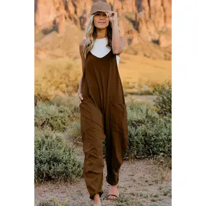 Double Take Full Size V-Neck Sleeveless Jumpsuit with Pockets