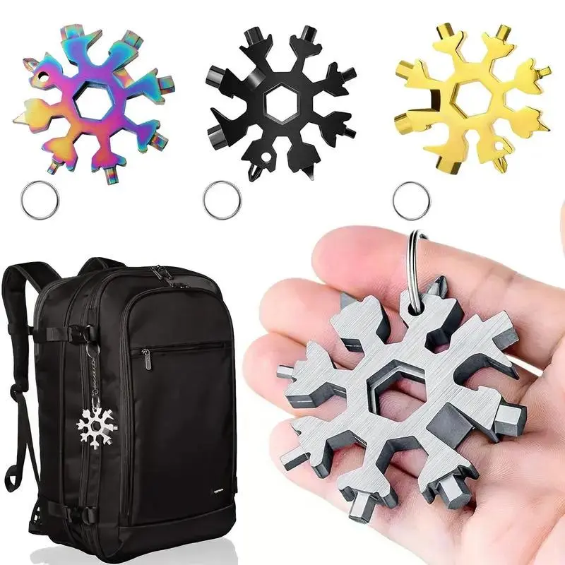 Viral 18-in-1 Snowflake Multi-tool Stainless Steel Portable Wrench All-in-One Screwdriver & Bottle Opener Must-Have Survival Gadget for Outdoor Activities