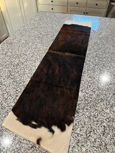 Brindle & White Cowhide Table Runner
