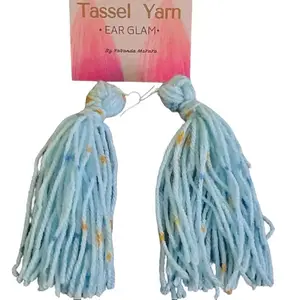 Female Tassel Yarn Drop Earrings - Trendy Jewelry, Colorful Fringe, Baroque Fabric, Lightweight, Artistic Bold Unique Design, Hook Style, Gift Option