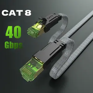 MIZIQER Cat 8 Ethernet Cable, Nylon Braided High Speed Heavy Duty Network LAN Patch Cord, 40Gbps 2000Mhz SFTP RJ45 Flat Internet Cable Shielded in Wall, Indoor&Outdoor for Modem/Router/Gaming/PC
