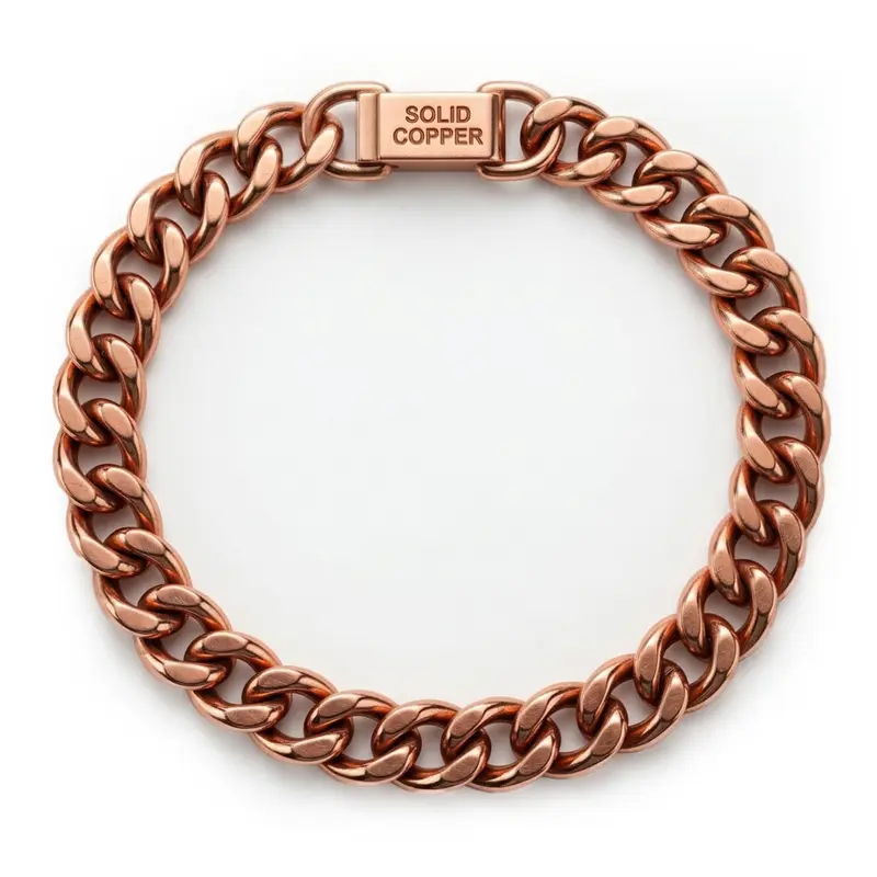Pure Copper Energy Bracelet - Unisex Solid Copper Heavy Link Chain Bracelet Design for Adults, Metaphysical Practice, Balance, Grounding, Easy to Polish Daily Wear Fashion Jewelry