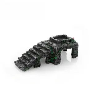 2-in-1 Reptile Climbing Hideout & Basking Shelf – Resin Aquarium Platform – for Gecko, Lizard, Turtle