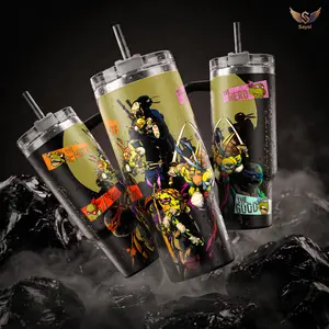 TEENAGE MUTANT NINJA TURTLES TMNT Full Crew Graphic Comic Style Sayal 40 oz Vacuum Insulated Cup Straw Keeps Drinks Hot Cold 12H+ For Ninja Lovers Gritty Aesthetic Vibes Urban Style Splash-Proof 18/8 Stainless Steel Comfort Handle Mug For Fans