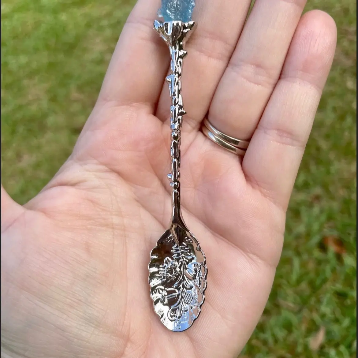 Aquamarine Crystal Spoon Silver