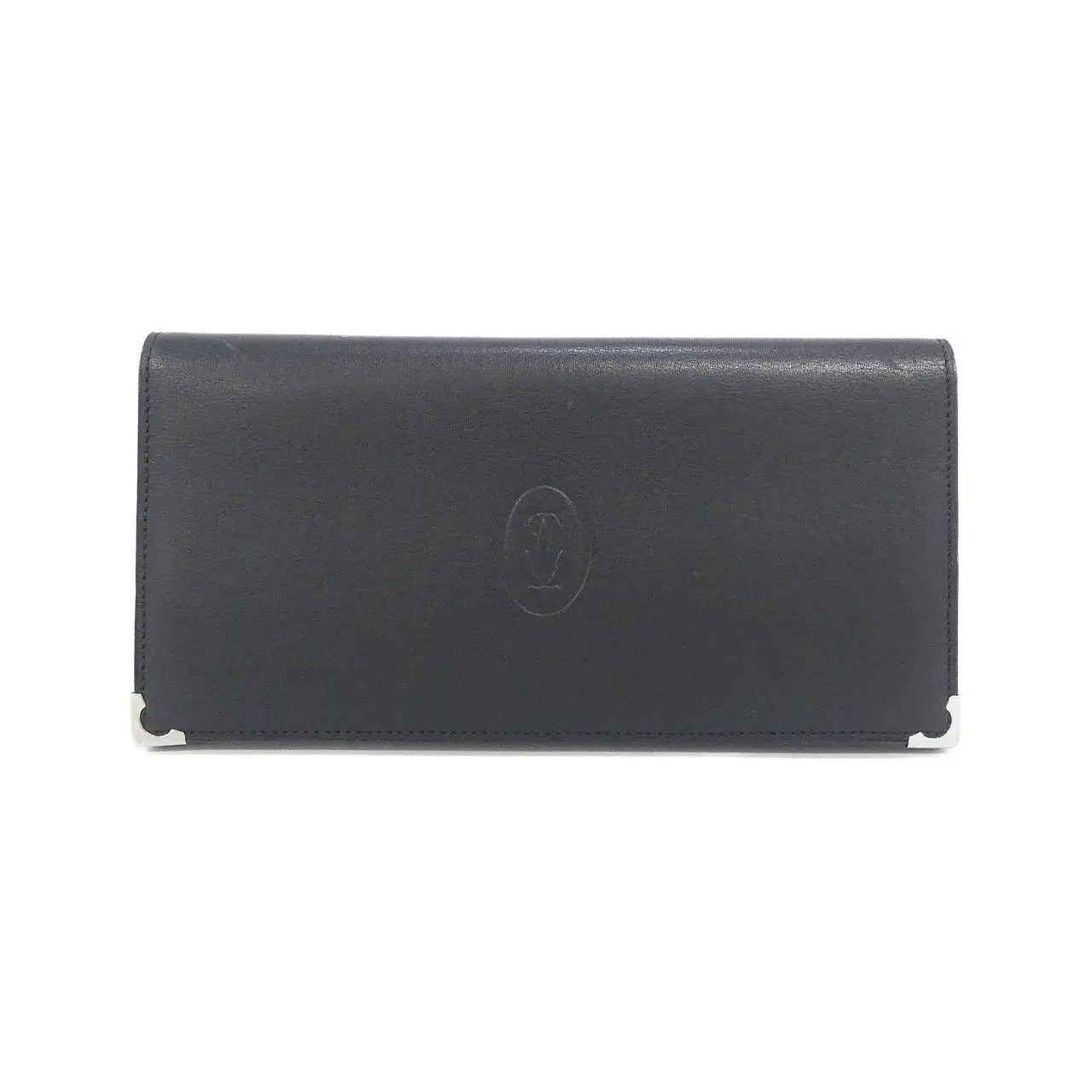 Pre-owned Cartier Calfskin Small Leather Goods CABOCHON Calf Long Wallet