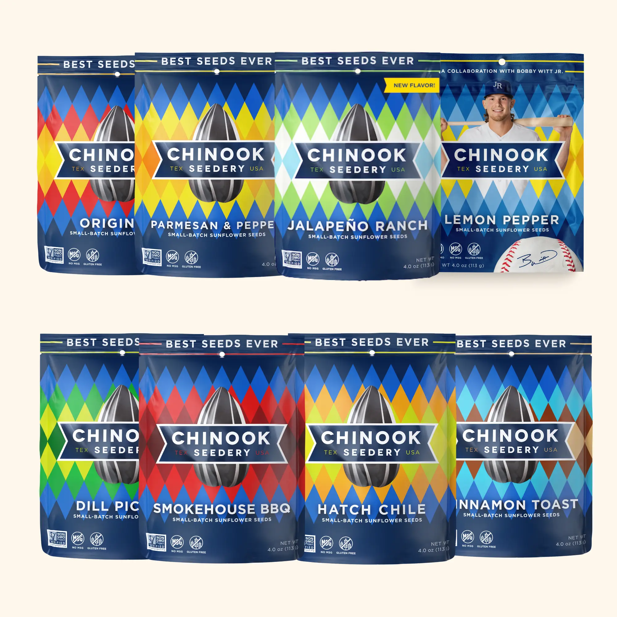 Chinook Seedery Healthy Sunflower Seed Sampler Variety Pack - 12x4oz Small Batch Bags, Keto-Friendly Seed, Keto & Paleo Fit, Gluten-Free, Non-GMO, Low Sodium, High Protein, Cupboard-Stable for Camping, Road Trips