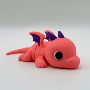 3D Printed Dragon Figurine Set, Mini Desk Decor Display in Fire Ice Sakura Earth Themes