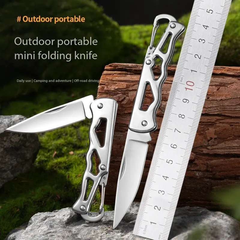 Titanium Alloy Climbing Carabiner Keychain, Edc Multi-Functional Tool with Folding Knife and Bottle Opener, Outdoor Camping Daily Carry, Survival Gear