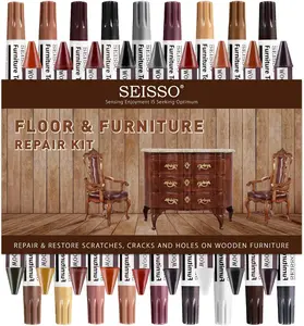 SEISSO Wood Filler Sticks ＆ Wood Markers Furniture Repair Kit - Set of 39 - Wood Floor Scratch Repair, Furniture Markers Touch Up Restore Wood Floors, Tables, Holes, Laminate