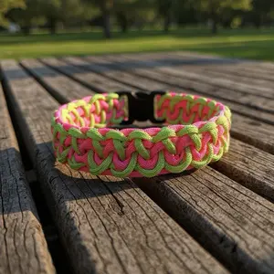 Cat Scratch Fever Custom Paracord Collar - Durable Hand Weaved Designer Accessory with Secure Adjustable Buckle for Pets Available in a variety of colors and sizes