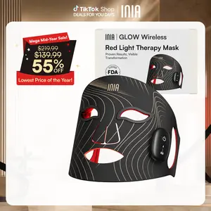 INIA GLOW Wireless LED Face Mask-with Red Light Therapy, 2-Year Warranty, Portable and Rechargeable for LED Facial Mask Skincare at Home and Travel, Summer Beauty Gift Ideas