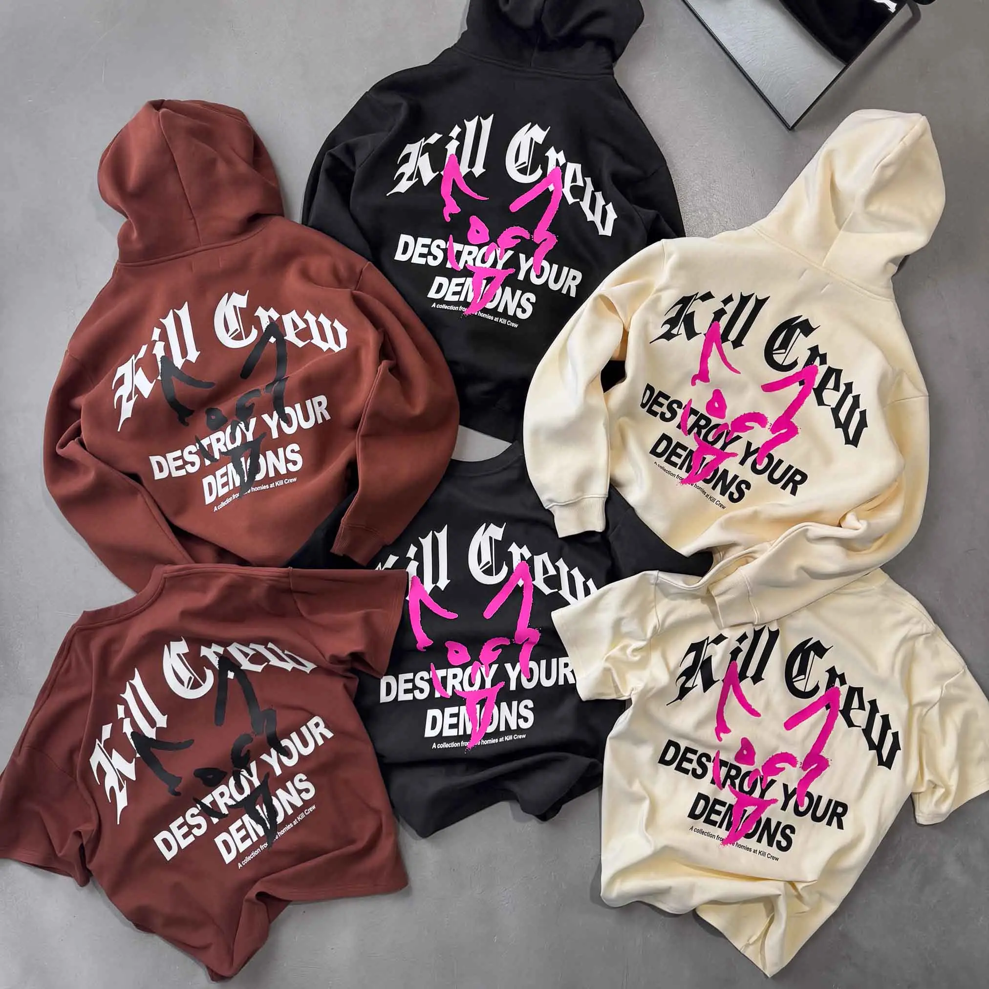 Kill Crew Destroy Your Demons Menswear Oversized Lux Hoodies, Relaxed-Fit Natural Cotton Women's Tops, Cutoffs - Soft Fabric Sweatshirts, Pullover