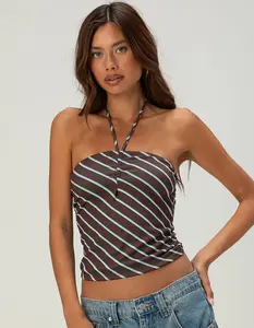 FULL TILT Womens Stripe Halter Top