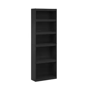 JAYA 5-Tier Adjustable Shelf Open Bookcase, Blackwood Indoor Storage Organizer, 9.5x24.5x71.1 in, for Living Room, Home Office, Adjustable Shelves, Five Tiers