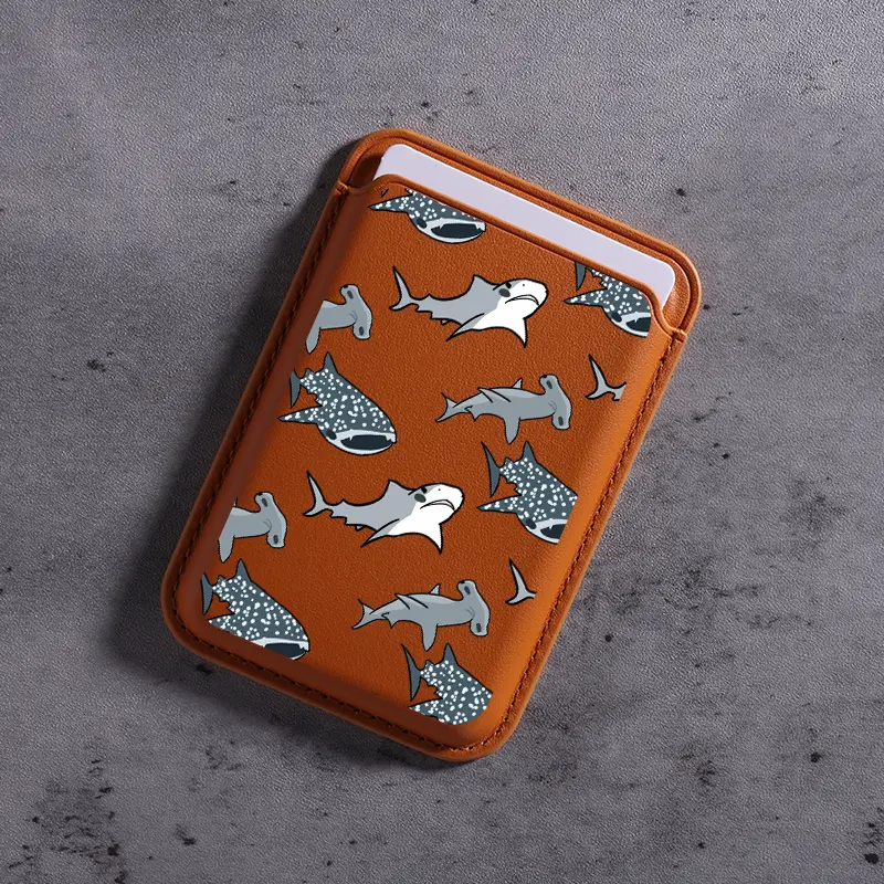 Premium Faux Leather TPU Magnetic Card Holder Phone Case - Cute Whale Print, Fashionable Creative Design, Ultra-Thin Shockproof Casing for iPhone 12-16 Pro Max, Magnetic Closure, Smartphone Cellphone Handheld Devices Accessories by summerwins,