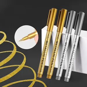 4pcs/set Metallic Golden & Silvery Art Markers, Soft Tip Paint Pens for Birthday Card Making, Photo Signing, DIY Crafts - Office Supplies & Stationery - Premium Metallic Craft Pens for Drawing & Decorations Coloring Markers