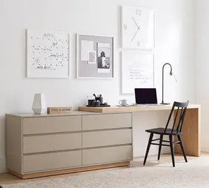 55.2 Inch White Corner L-shaped Dressing Table With 6 Drawers Perfect For Bedrooms Or Study Rooms