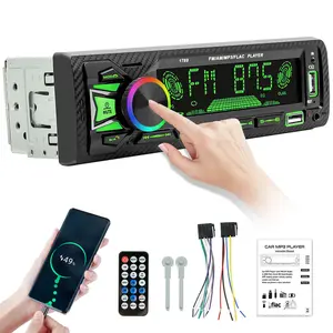 Marine Bluetooth Car Stereo Single Din, Car Audio Receiver with LCD Display, FM Radio, USB/SD/AUX, Built-In Mic, Remote Control