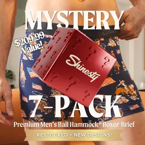 Shinesty Mens Mystery Boxer Brief 7-Pack - Ball Hammock® Pouch Support, Standard Length 6 Inch Inseam, Silky Soft, Stretchy, Breathable Natural MicroModal Fabric, Best Mens Underwear
