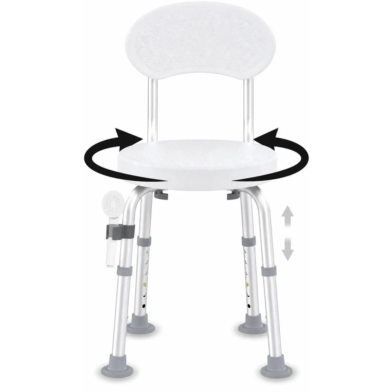 360° Swivel Shower Chair with Backrest – Height Adjustable, Non-Slip Bath Seat for Elderly & Disabled – Compact, Stable Bathroom Stool for Bathtub or Shower – Senior-Friendly Design