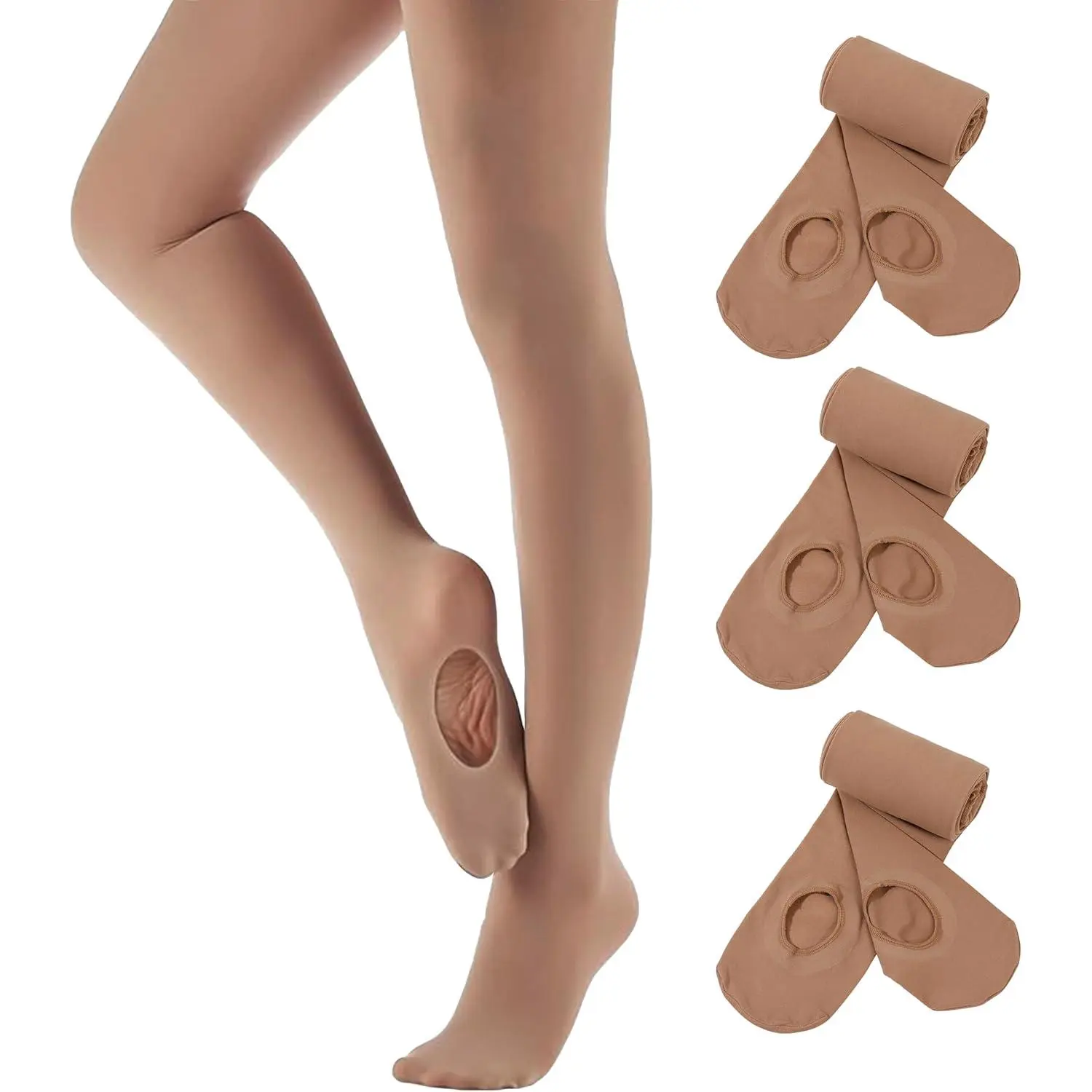 3 Pairs Ballet Dance Tights -Toddler Girls Women Ballet Dance Convertible Tights Ultra Soft Pro Transition Tights
