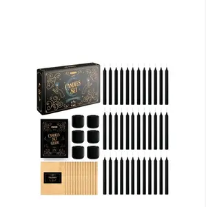 Wyspell - 36 Black Candles for Witchcraft | 5" Height & 1/2" Diameter | Candle Sticks for Witch Decor | 6 Spell Candle Holders | Shabbat Candles Bulk | Chime Candles | Wiccan Candles