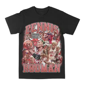 Dennis Rodman The Worm Graphic Tee, Y2K Rap Streetwear T-Shirt, Unisex Crew Neck, Vintage Hip-Hop Graphic, Sports Style, Casual Cotton Fit