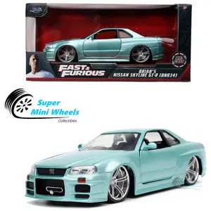 Jada 1:24 Fast & Furious Brian’s 2002 Nissan Skyline GT-R34 Blue Green Die-cast Car #32608