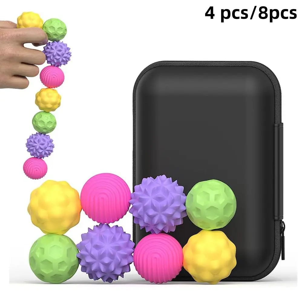 Sensory Fidget Ball Toy, 4 Counts/8 Counts Stress Ball with Silicone Shell for Adults and Teens, Fun Stress Free Balls for Adults & Teens, Silicone Ball Set