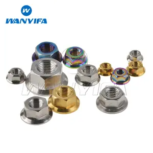 Wanyifa  6PCS  Titanium Nut M6 Hex Flange for Motorcycle Bicycle 6AL/4V TC4 Grade 5 Multi-Color Options Direct Sales