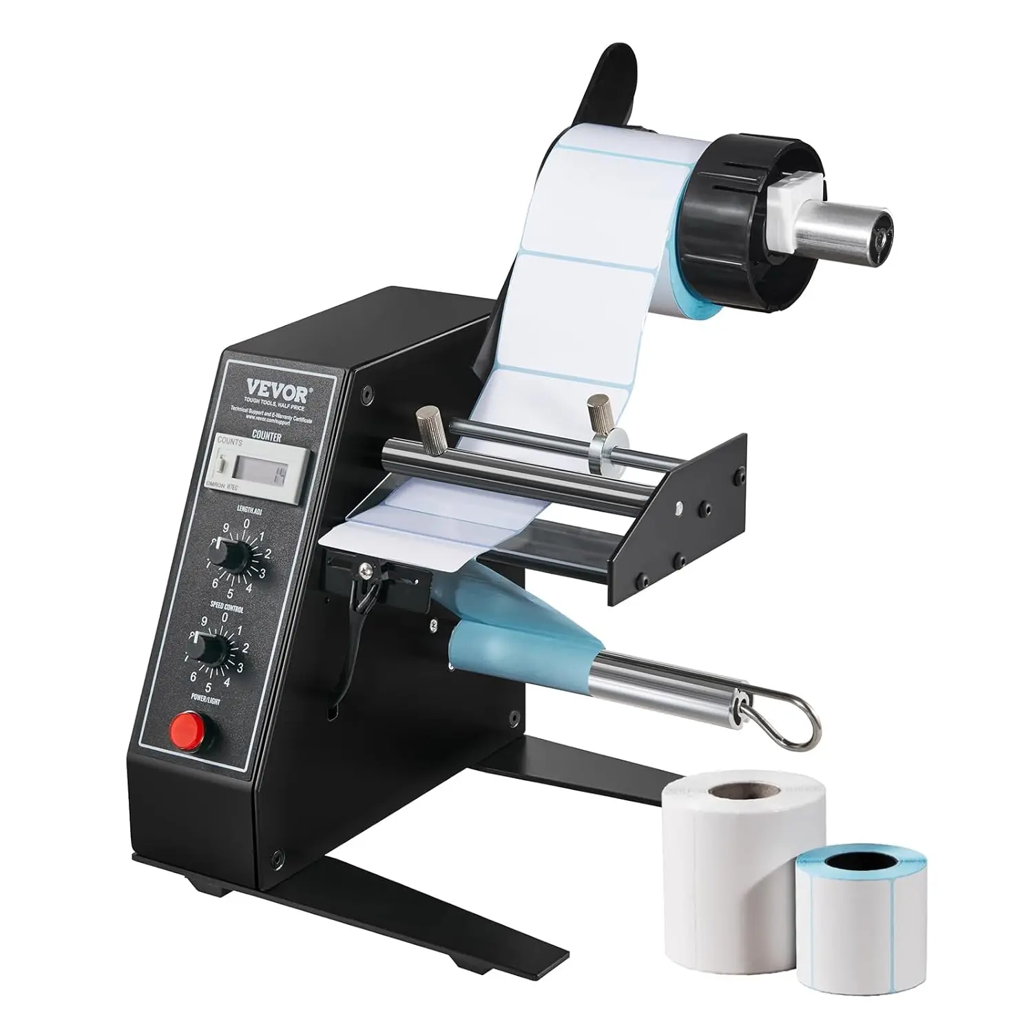 VEVOR Automatic Label Dispenser 0.6"-4.9" Width 0.1"-5.9" Length 6-Digit LCD Auto Counting 0-999999 Speed Adjustable for E-Commerce Factories