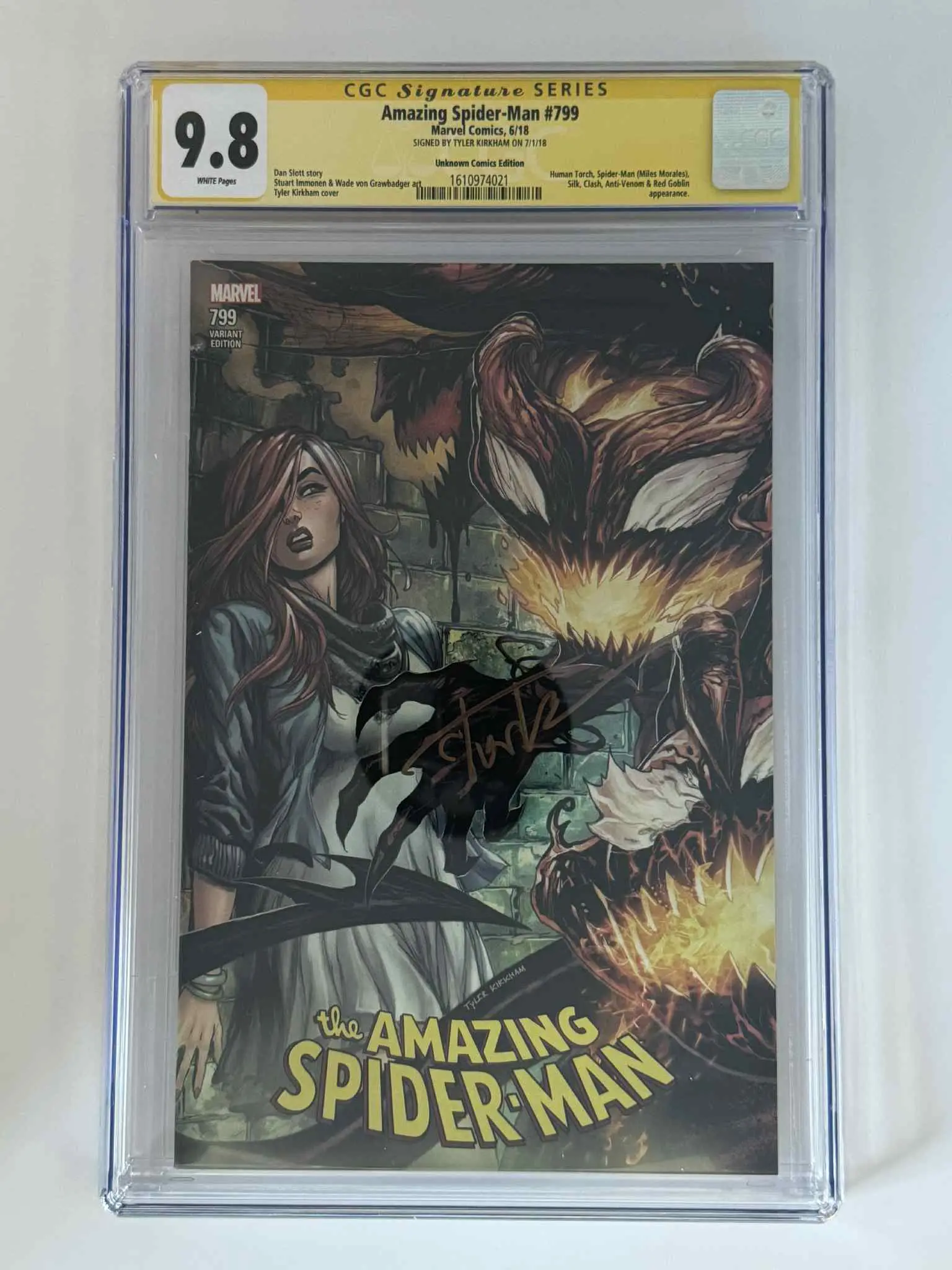 The Amazing Spider-Man #799 Comicbook - Tyler Kirkham Signed, CGC 9.8 Yellow Label Exclusive Cover Key Issue