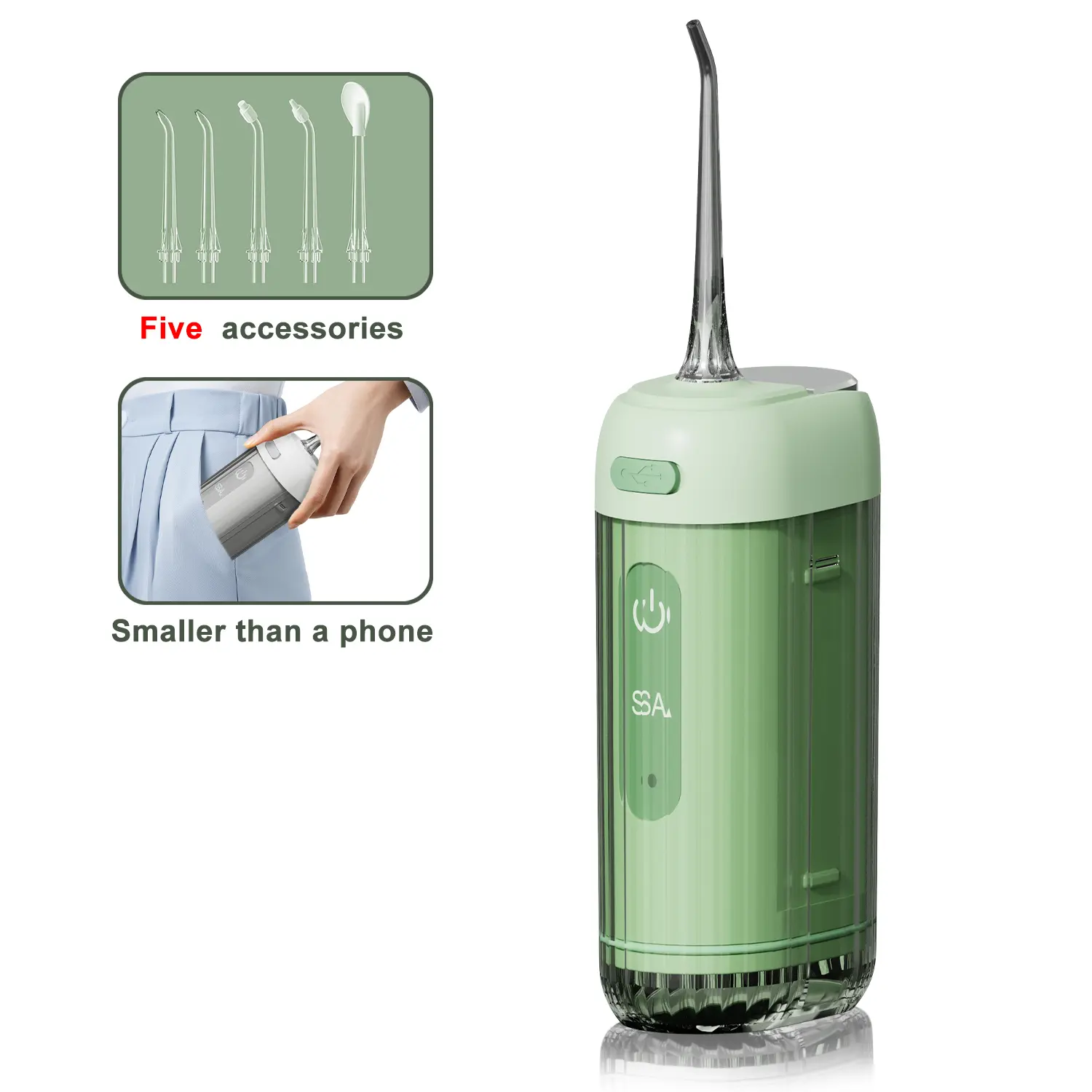 Portable Oral Irrigator Travel Water Dental Flosser with 4 Modes 300ml Expandable Water Tank IPX7 Waterproof Rechargeable Cordless Perfect for Braces,Bridges,Home&Travel Dental Care
