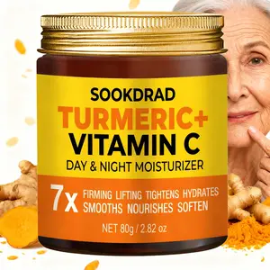 Turmeric + Vitamin C Day & Night Moisturizer Cream, Hydrating Smooth Face Care, Moisturizing, All Skin Types, Daily Use, Firm Anti Aging, Firming Deep Hydration, 80g/2.82oz