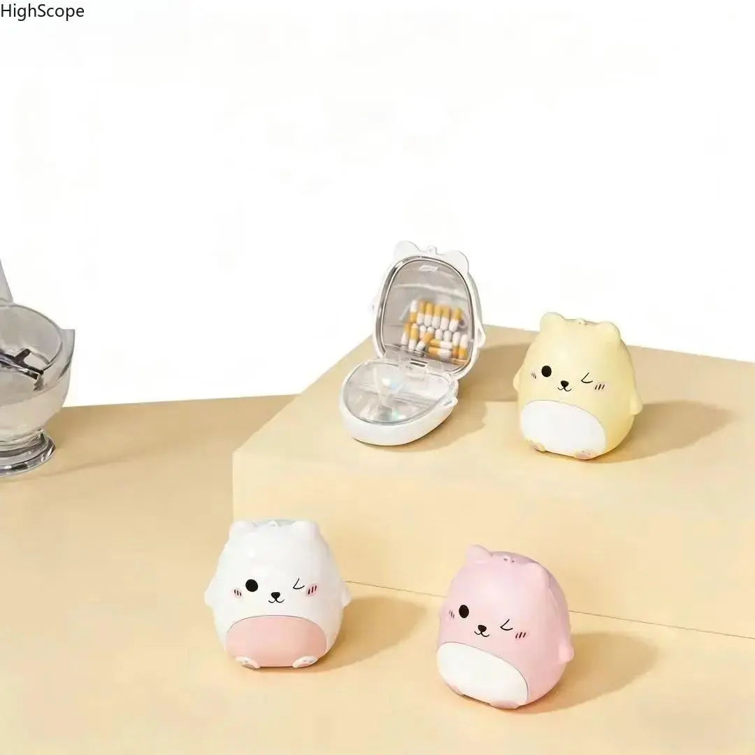 Kawaii Bear-Shaped Vitamin Organizer - PVC Material, Prop 65 Safe, Portable Vitamin Organizer with Sealed Comp., Multi-Grid Design for Medicine, Jewelry, Travel (Fashion Accessory), Supplement Organizer