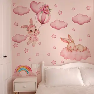 A new style of pink cloud and moon wall sticker for bedroom, living room, and bathroom background walls. Wall sticker for beautifying and decorating home. Stickers Decor Model M20136 Cloud shaped design